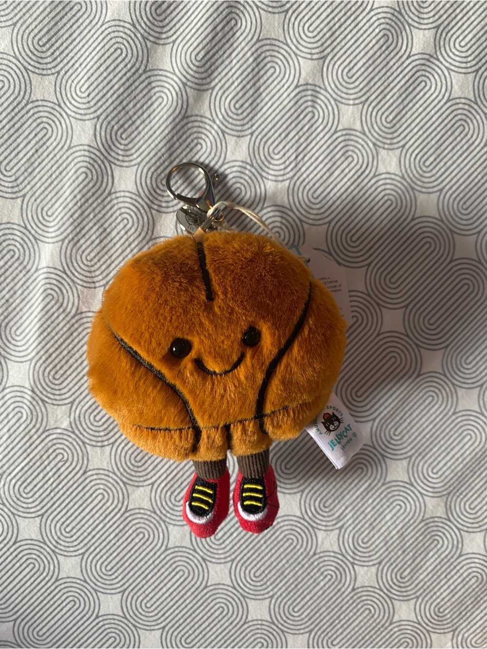 Jellycat Orange Plush Basketball Keychain with Red Shoes